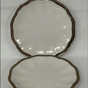 Roscher Hobnail Round Salad Plates White/Gold - Set of 2 - New